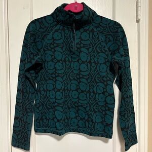 Jetty Cranford Quarter Zip Patterned Teal Sweater